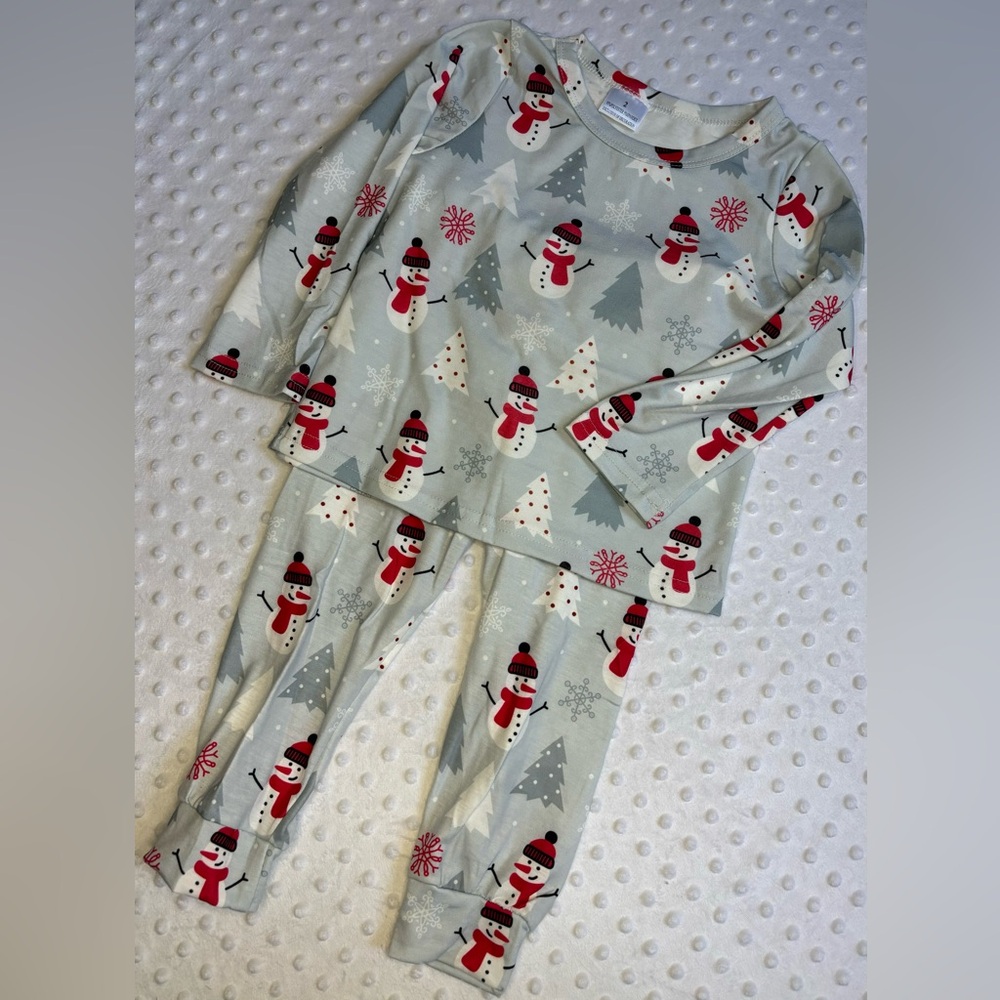 Unisex Grey Snowman Pants Pajama Set